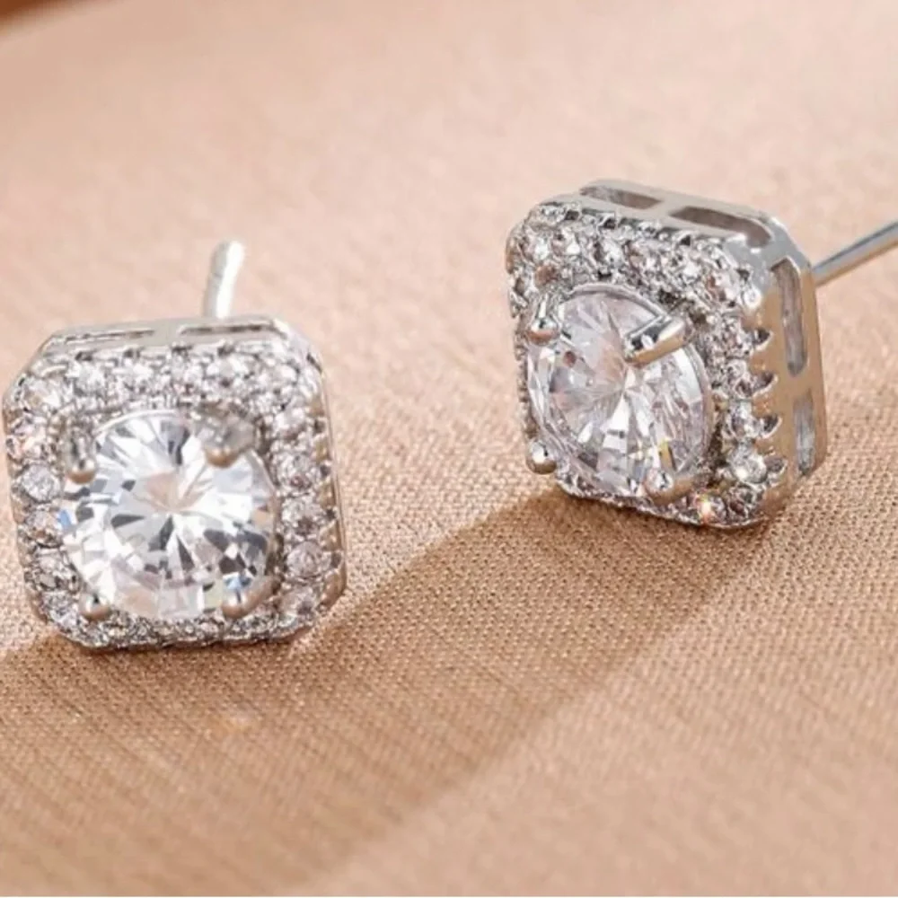 Cubic Zirconia Stud Earrings - Picture 3 of 4